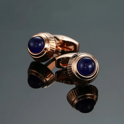 Novelty Luxury Blue White Crystal Cufflinks for Mens  Brand High Quality Design gold silvery Cuffbutton Shirt  Jewelry