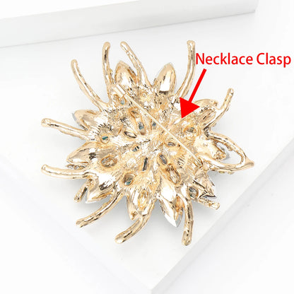 Beaut&Berry Luxury Crystal Glass Flower Brooches for Women Rhinestone Pins Friends Party Gifts Banquet Jewellery Accessories