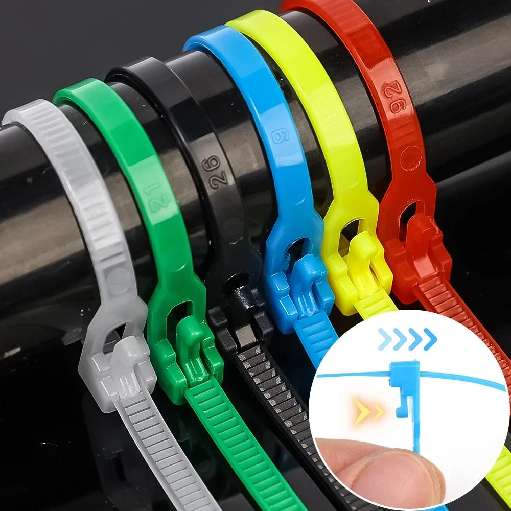 10Pcs Reusable Cable Ties Cable Lock Loop Nylon Ties Removable Recyclable Mixed Colours Black White Cable Ties