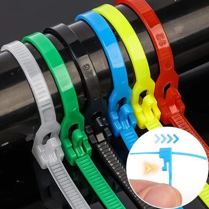 10Pcs Reusable Cable Ties Cable Lock Loop Nylon Ties Removable Recyclable Mixed Colours Black White Cable Ties