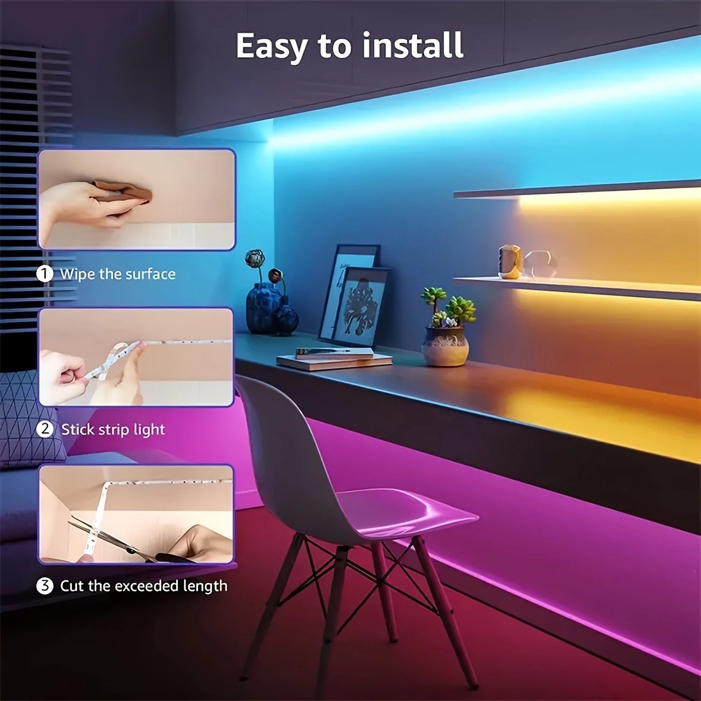 RGB LED Lights with Battery USB 5V LED Strip Lights IR Remote Control Flexible Ribbon Tape for Home Room TV Backlight Decor