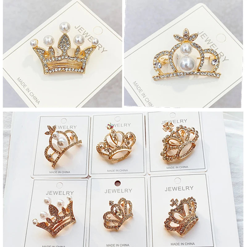 Fashion Crown Brooch For Women Vintage Zircon Crystal Luxurious Jewelry Girl Princess Gift