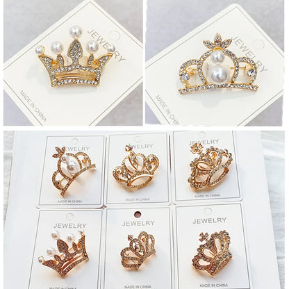 Fashion Crown Brooch For Women Vintage Zircon Crystal Luxurious Jewelry Girl Princess Gift
