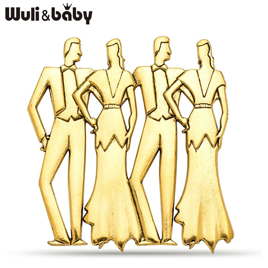 Wuli&baby Vintage Dancers Character Brooches For Women Unisex Metal Dancing Men And Ladies Person Party Casual Brooch Pins Gifts