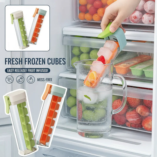 Creative One-Handed Ice Cube Mold Household Ice Making Artifact with 6 Compartments Ice Storage Box for Refrigerator
