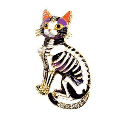 Halloween Sugar Skull Enamel Brooch Gothic Skeleton Pin Pumpkin Ghost Cat Badge for Coat Bag Day of The Dead Jewelry Party Gift