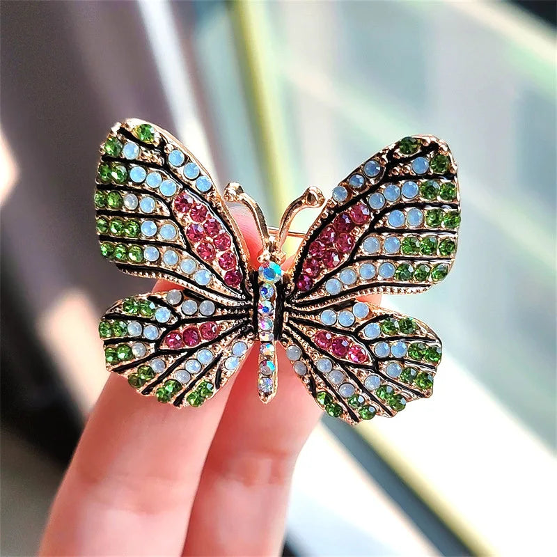 Classic Rhinestone Butterfly Brooches For Women Vintage Beauty Casual Brooch Pins Clothing Accessories Party Wedding Gifts