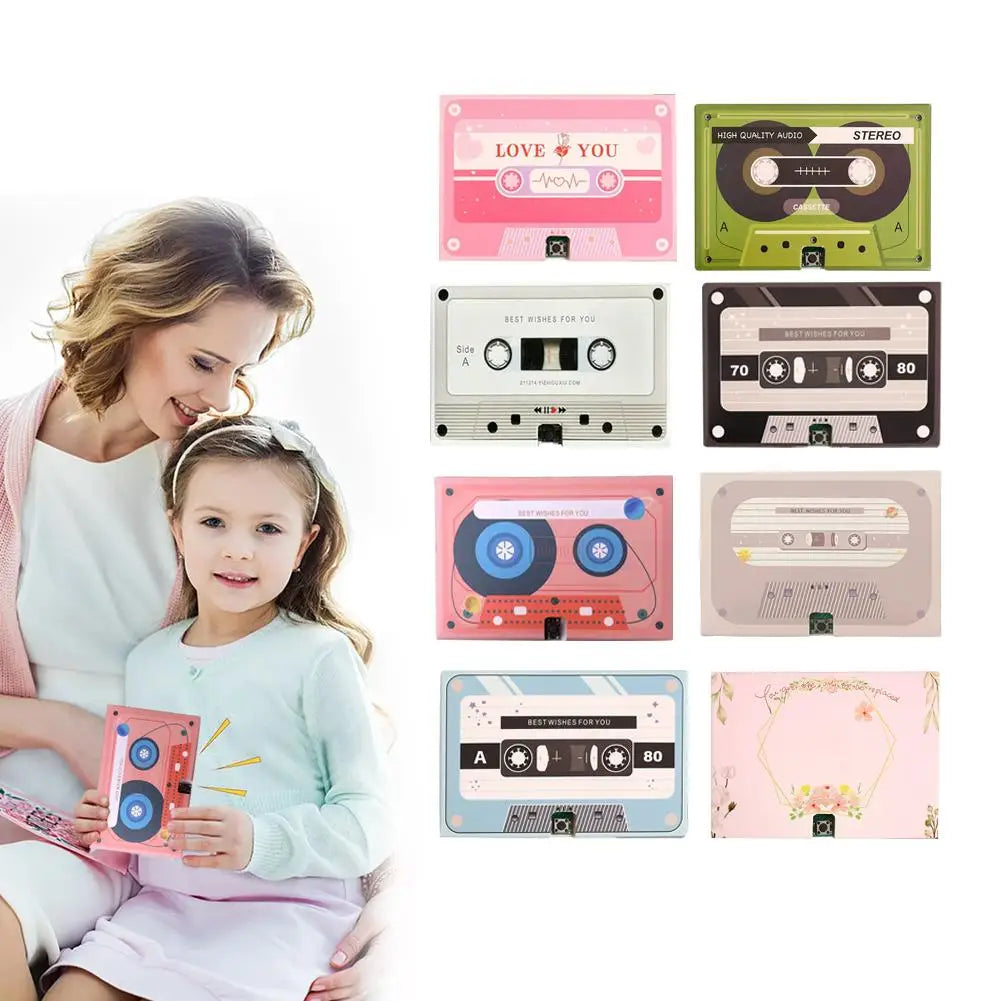 Voice Recordable Greeting Card 60 Seconds Recording Time Message Recorder Cassette Recording Voice Tape Greeting Card