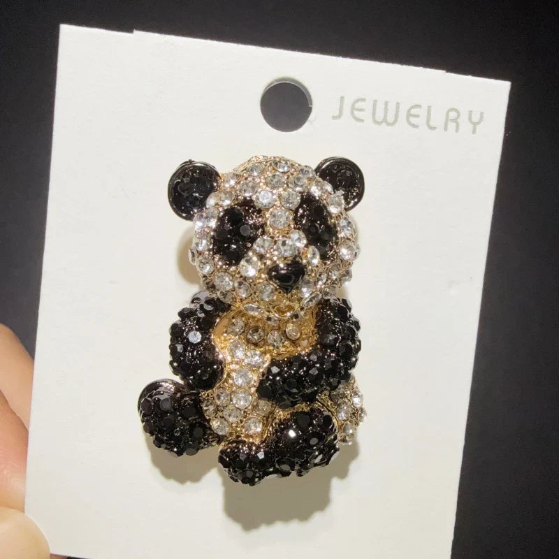 Wuli&baby Lovely Sparkling Panda Brooches For Women Unisex multiple colors Rhinestone National Treasure Animal Party Brooch Pins Gifts