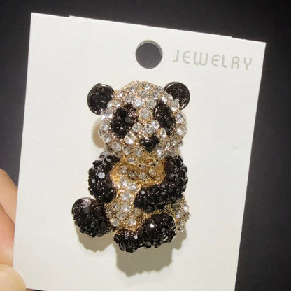 Wuli&baby Lovely Sparkling Panda Brooches For Women Unisex multiple colors Rhinestone National Treasure Animal Party Brooch Pins Gifts