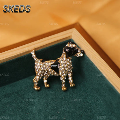 SKEDS Cute Dog Rhinestone Brooch for Women Multicolor Crystal Poodle Yorkshire Schnauzer Puppy Pin Animal Pet Jewelry Gift