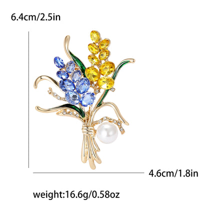 Beaut&Berry Ear of Wheat Brooches for Women Rhinestone Blue and Yellow Plant Pins 5-Color Unisex Casual Accessories Gifts