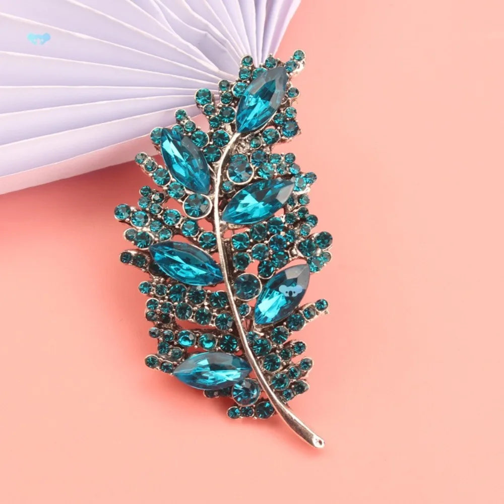 Baroque Luxury Feather and Leaf Design Brooch for Men and Women, Jewelry Accessories, WeddingHolidayPartyCouple'sSurpriseGift