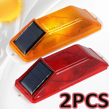 2pcs Warning LED Lamp Solar Warning Lamp Solar Strobe Lamp  Chip Control Bridge Night Driving Safety Light Traffic Caution Light