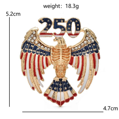 Wuli&baby USA Independence Day Brooch Pins For Women Unisex Enamel Rhinestone American 250 Years Eagle Office Party Brooches