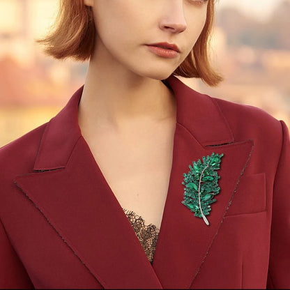 Baroque Luxury Feather and Leaf Design Brooch for Men and Women, Jewelry Accessories, WeddingHolidayPartyCouple'sSurpriseGift