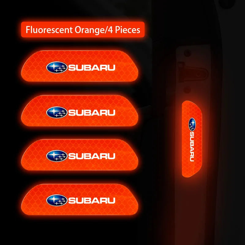 4PCS Car Stickers Door Opening Reflective Warning Sticker For Subaru STI Forester Impreza Legacy Outback XV BRZ WRX Tribeca