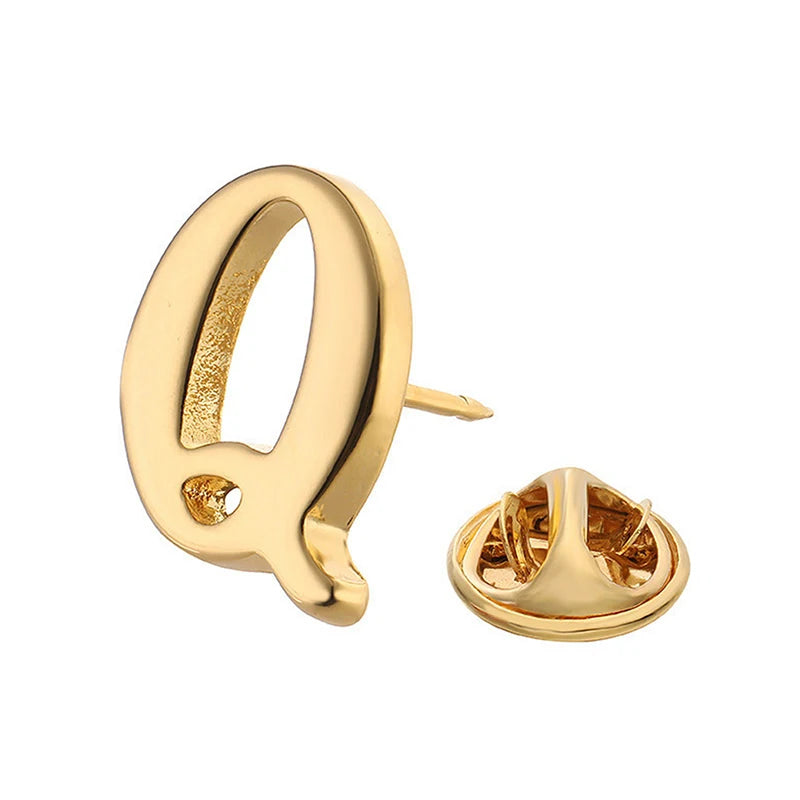 High Quality Classic Style Gold Letter A-Z Metal Brooch Women Men's Lapel Pin Women's Hat Scarf Backpack Badge Jewellery