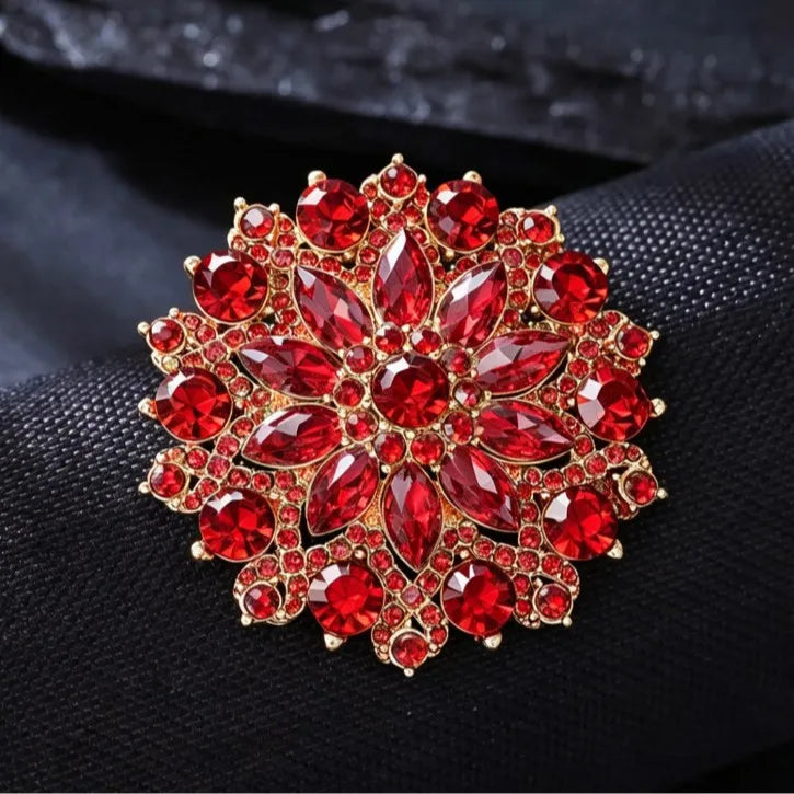 Luxury Green Rhinestone Sunflower Brooches for Women 4 Color Flower Plant Lapel Pins Party Jewelry Accessories