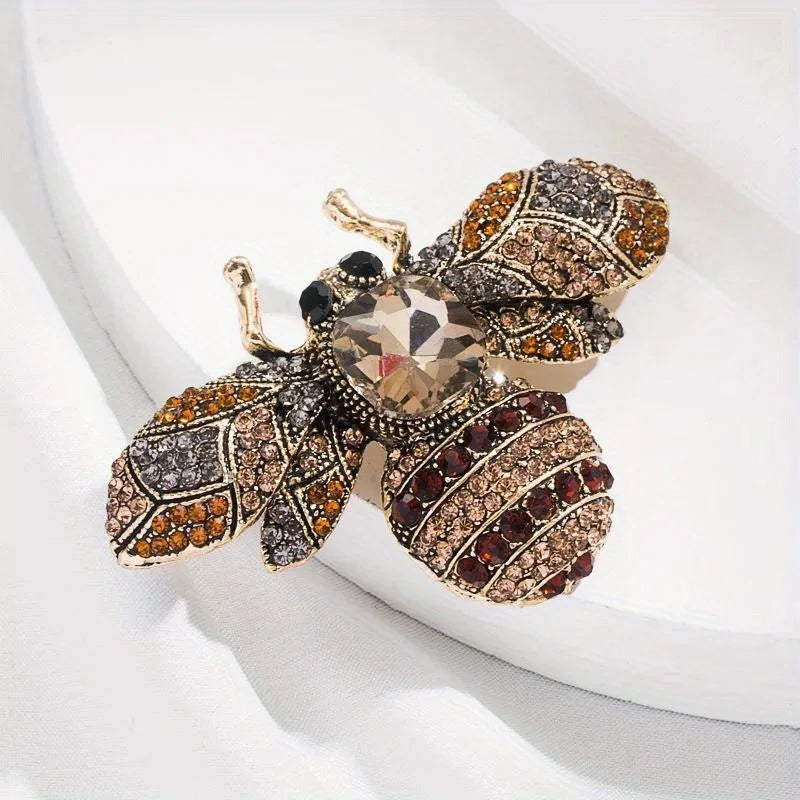 SKEDS Luxury Exaggerated Vintage Women Girls Crystal Bee Brooch Pin Fashion Elegant Lady Exquisite Insect Rhinestone Badges