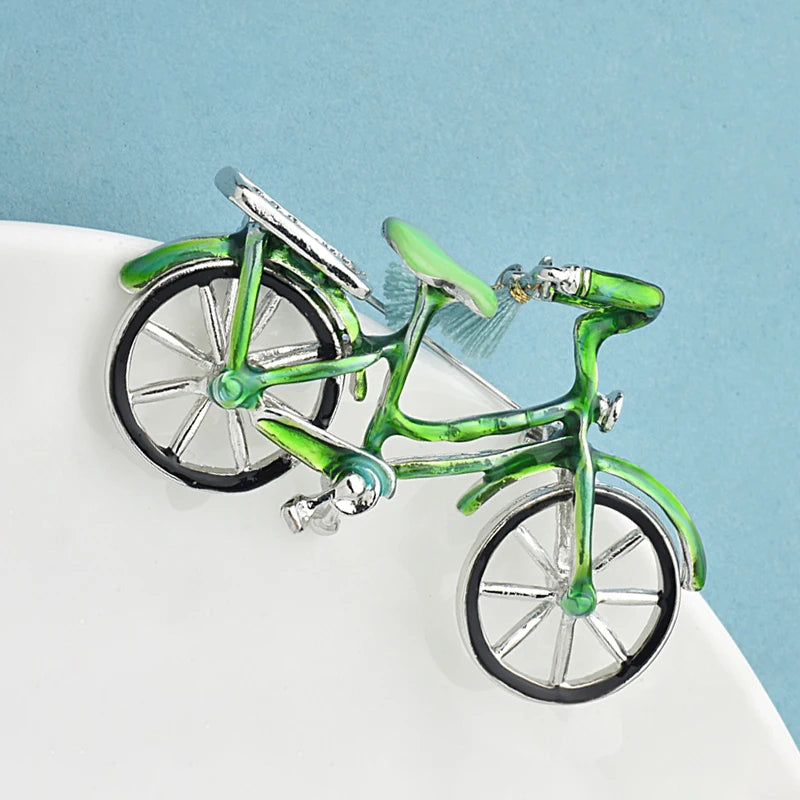 Wuli&baby Lovely Bicycle Brooches For Women Unisex Enamel Tassel Bike Party Casual Brooch Pins Gifts