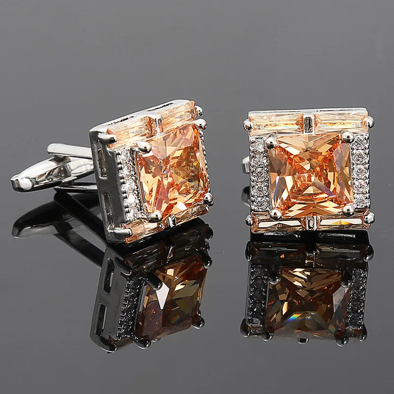 Diamond Cufflinks Mens Shirts Jewelry Luxury Brand Button Green French Style Cufflinks Black Crystal Hot Sale Cuff zircon Buckle