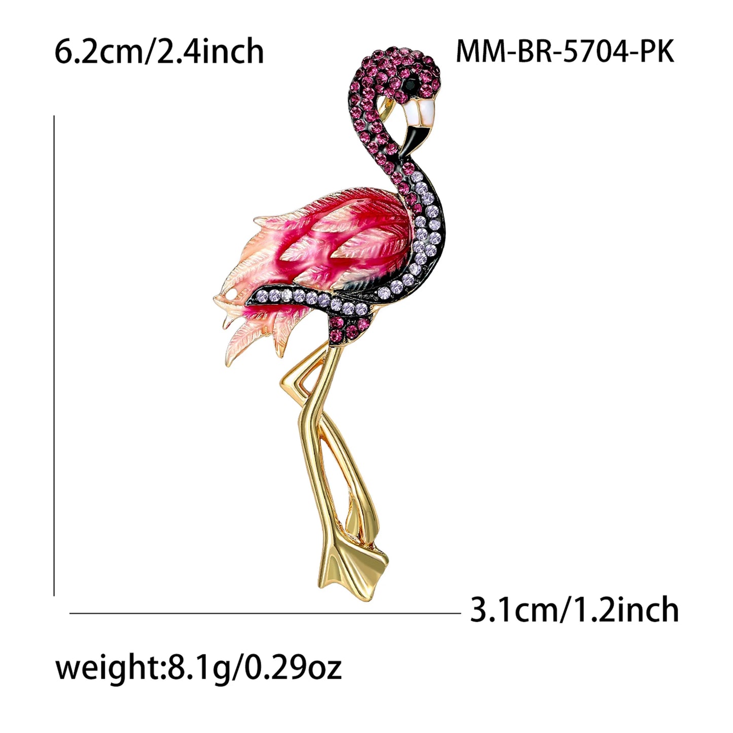 Beaut&Berry Trendy Rhinestone Flamingo Brooches for Women Unisex Animal Pins Casual Party Jewelry Accessories Gifts Decoration