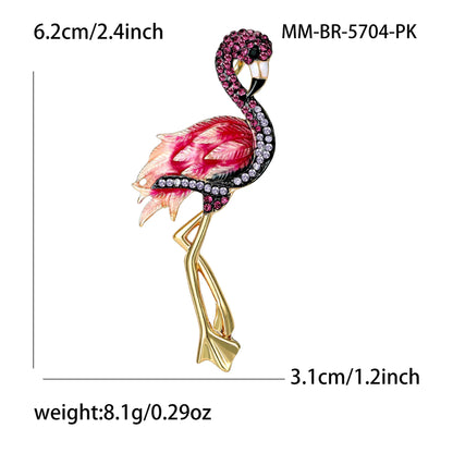 Beaut&Berry Trendy Rhinestone Flamingo Brooches for Women Unisex Animal Pins Casual Party Jewelry Accessories Gifts Decoration