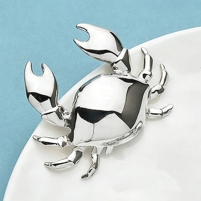 Wuli&baby Stainless Steel Crab Brooches 2-color Lovely Water Animal Casual Party Brooch Pins Gifts