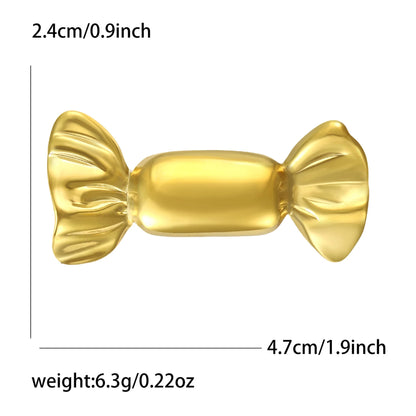 Beaut&Berry Trendy Glossy Stainless Steel Candy Brooches for Women Unisex Creative Pins Casual Party Jewelry Accessories Gifts