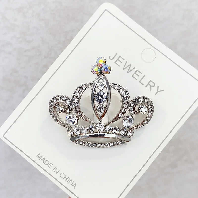 Fashion Crown Brooch For Women Vintage Zircon Crystal Luxurious Jewelry Girl Princess Gift