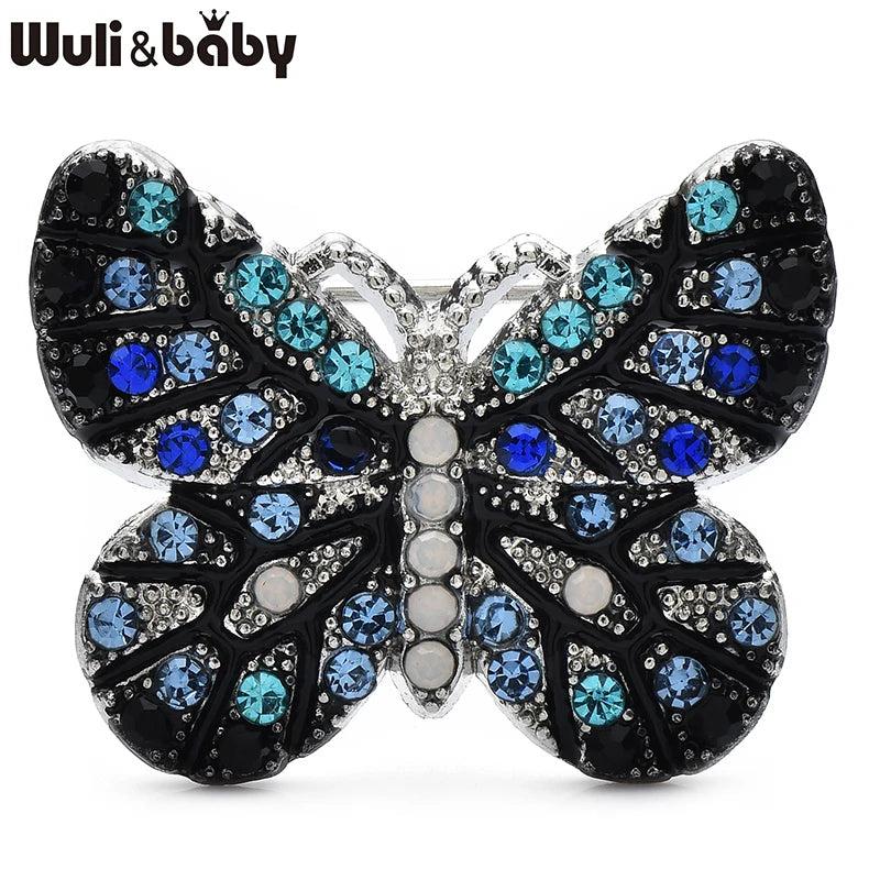Wuli&baby Cute Shinning Butterfly Brooches For Women Unisex 3-color Beautiful Insects Clothes Collar Brooch Pins Gifts
