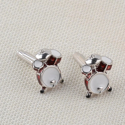Fashion Music Drum Cufflinks for Men New Trendy 3D Red White Drum CUFFLINKS French Shirt Party Wedding Jewelry Boyfriends Gifts
