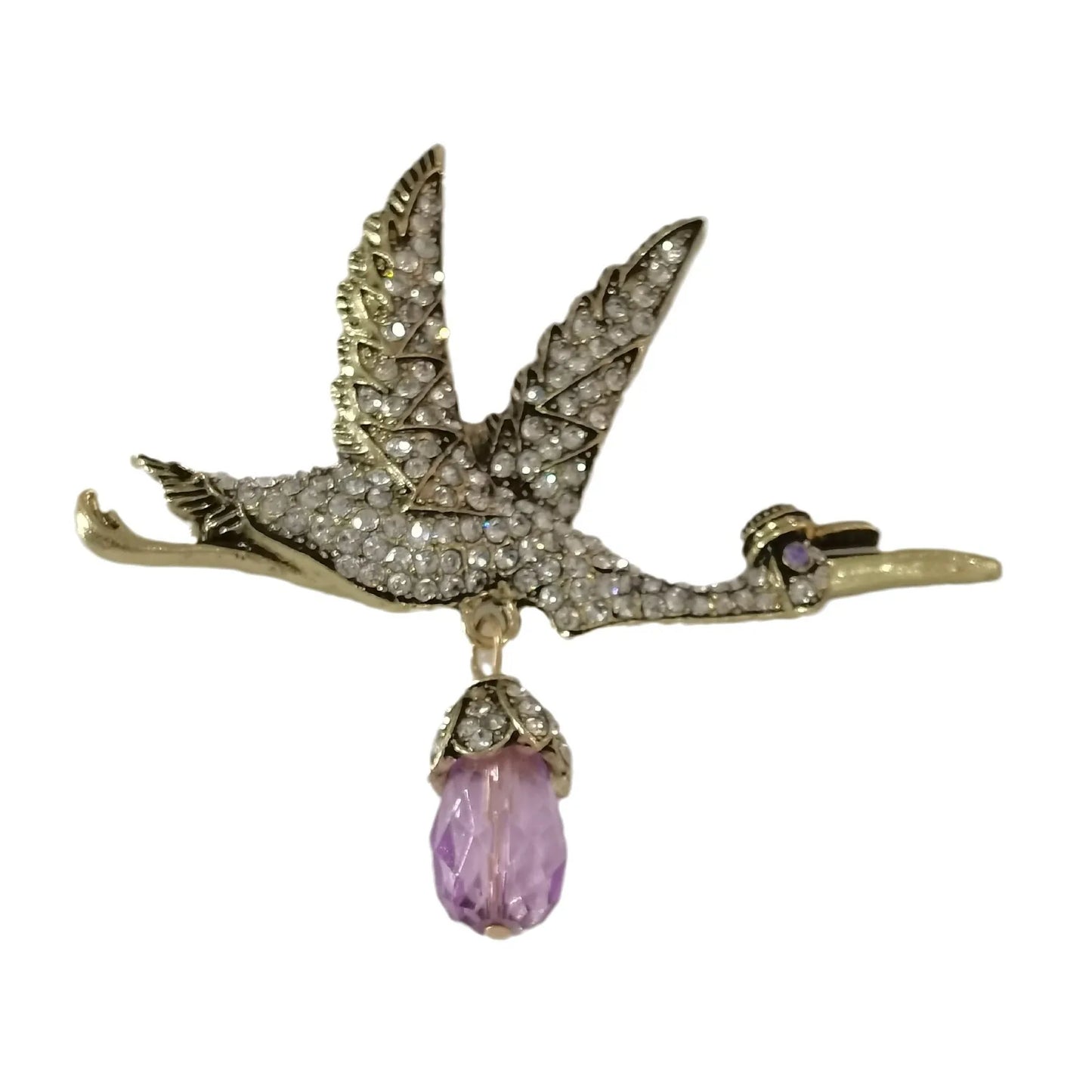 Heavy Industry Big Flying Bird Water Drop Brooch Crane Badge Pin Jewelry
