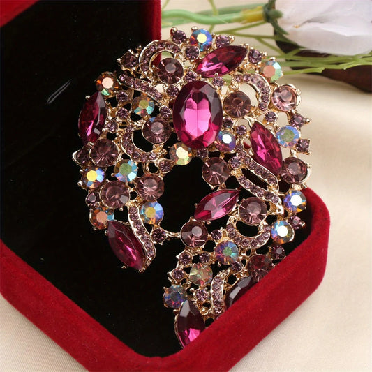 Baroque Luxury Beautiful Openwork Floral Design Brooch for Men and Women, Jewelry Accessories, Wedding Holiday Party Gift