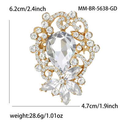 Beaut&Berry Luxury Crystal Glass Flower Brooches for Women Unisex Rhinestone Pins Casual Party Jewelry Accessories Gifts