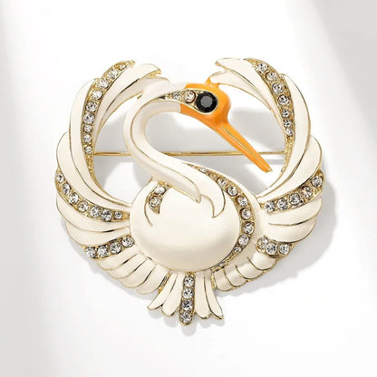 Vintage Classic Women Men Enamel Crystal Goose Badges Pins Palace Baroque Animal Design Unisex Bag Suit Accessories Brooches