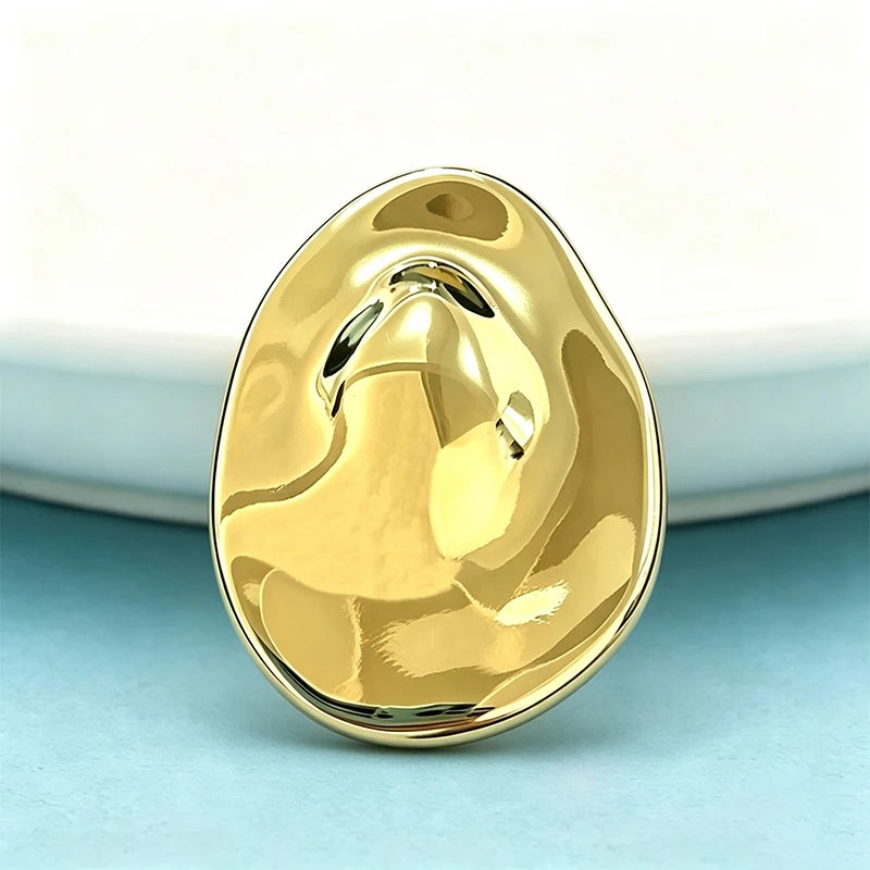 Wuli&baby Stainless Steel Oval Brooches For Women Men 2-color Geometric Round Office Casual Brooch Pins Gifts