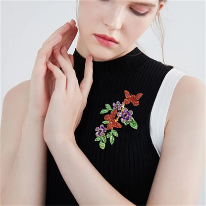 Baroque Luxury Butterfly Flower Design Brooch for Men and Women, Jewelry Accessories, Wedding, Holiday, and Party Gift