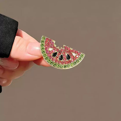 Crystal Rhinestone Watermelon Brooch Fruit Lapel Pin Fashion Clothing Accessories Jewelry Badge Gift