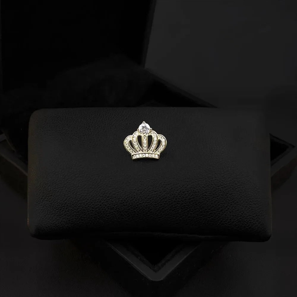 Exquisite Cute Hollowed-out Crown Crystal Zircon Brooches for Men Women Suit Jacket Pin Simple Personality Jewelry Accessories