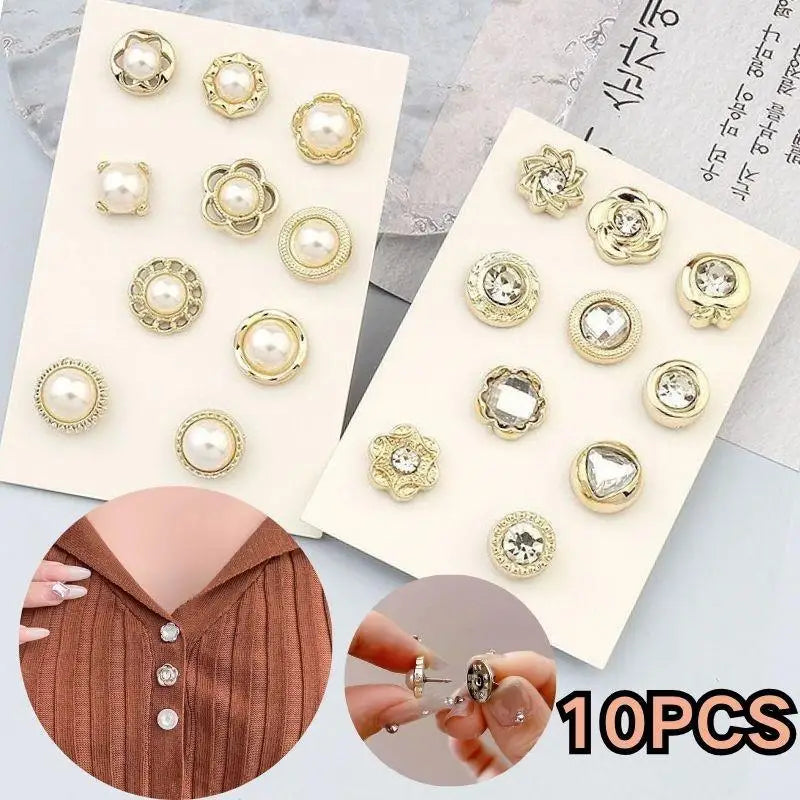 10pcs Trendy Collar Needle Buckle Fixed Pin Brooch Jewelry For Women Brooch Fashion No Punching Magnetic Buckles For Shirts