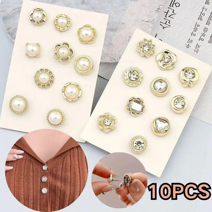 10pcs Trendy Collar Needle Buckle Fixed Pin Brooch Jewelry For Women Brooch Fashion No Punching Magnetic Buckles For Shirts