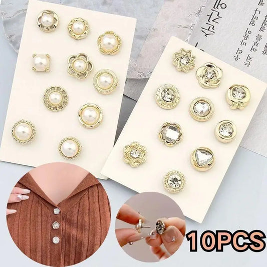 10pcs Trendy Collar Needle Buckle Fixed Pin Brooch Jewelry For Women Brooch Fashion No Punching Magnetic Buckles For Shirts