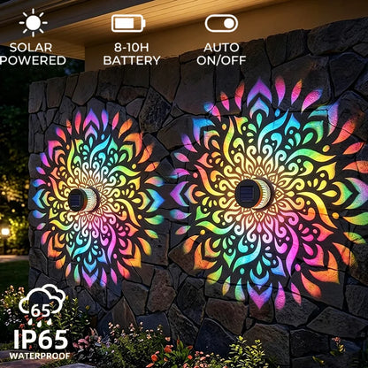 Solar Mandala Sunflower Projector Wall Light Outdoor Garden Decoration Landscape Light for Patio Garden Estate Porch Courtyard
