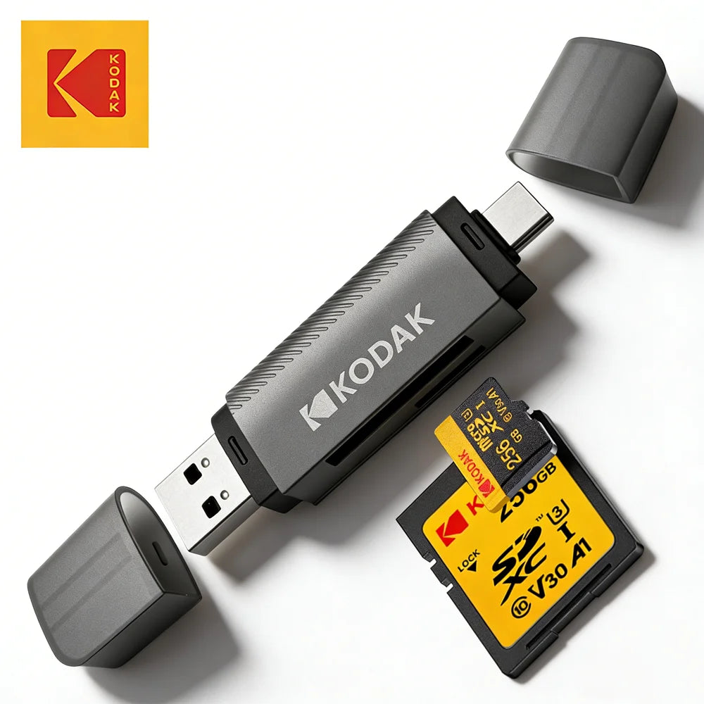 Kodak 4 in 1 Card Reader USB3.0 & Type C Universal Card Adapter Multifunctional adapter for SD Card & Micro sd Card