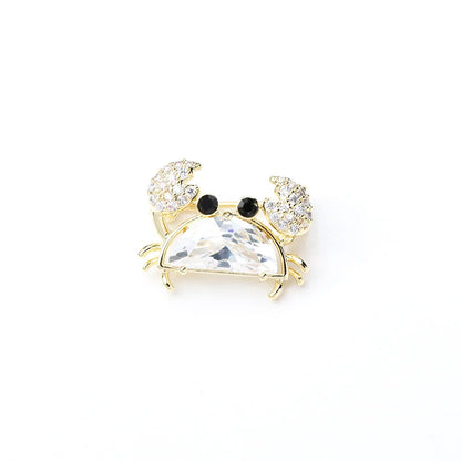 Lovely Designed Multicolor Zircon Crab Brooches For Women Fashion Casual Crystal Animal Pins Party Clothes Jewelry Unisex Gift