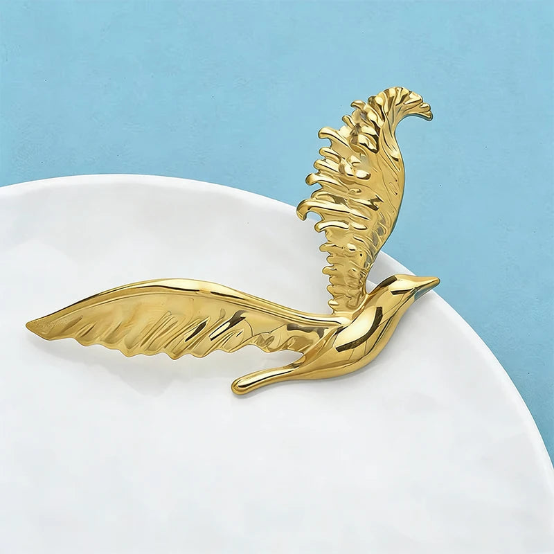 Wuli&baby Stainless Steel Flying Bird Brooches For Women Unisex 2-color Beautiful Big Wings Bird Animal Party Brooch Pins Gifts