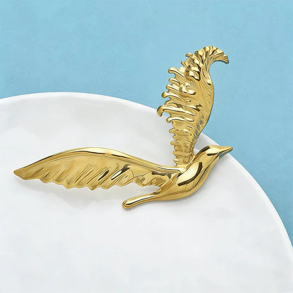 Wuli&baby Stainless Steel Flying Bird Brooches For Women Unisex 2-color Beautiful Big Wings Bird Animal Party Brooch Pins Gifts