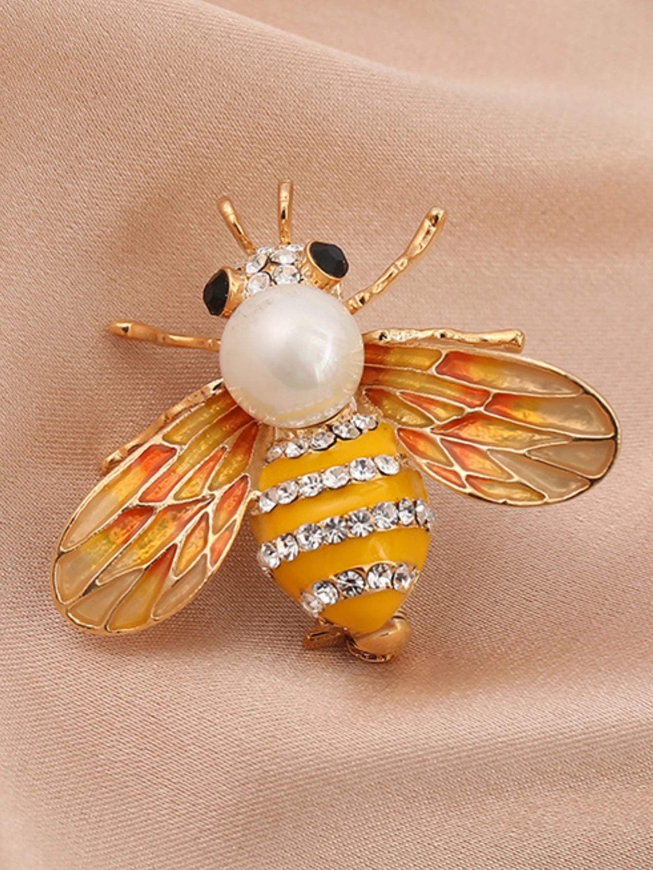 1 piece of women's European and American trendy little bee pearl brooch for fashionable dressing, banquet, party, holiday gift
